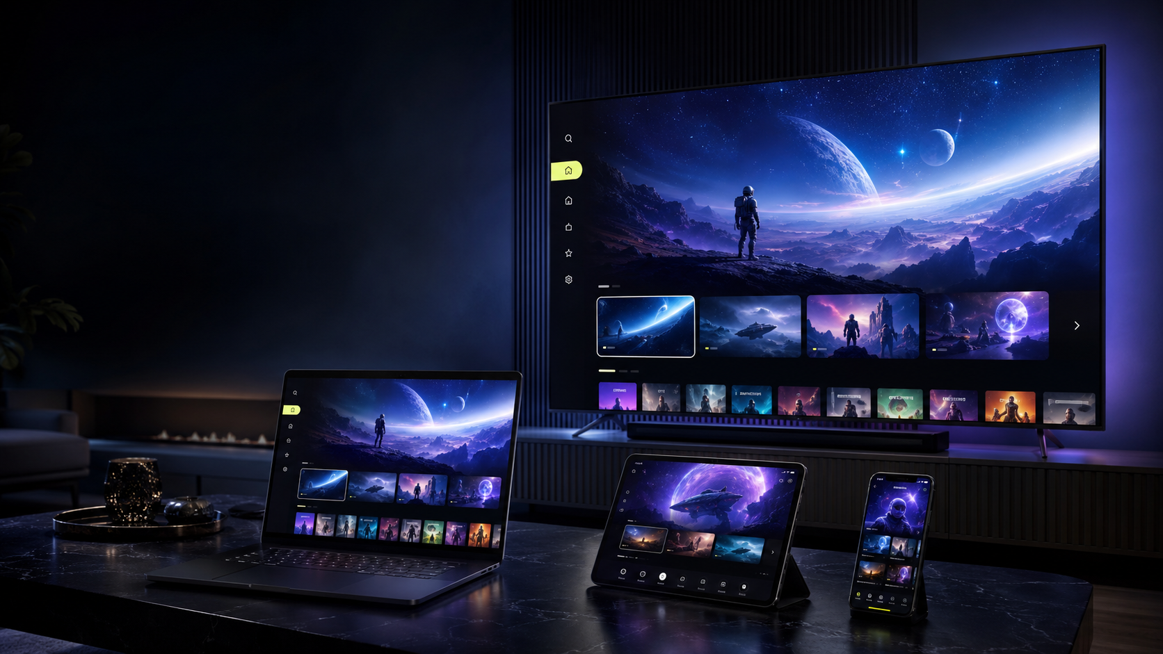 Television, laptop, tablet and mobile streaming experience